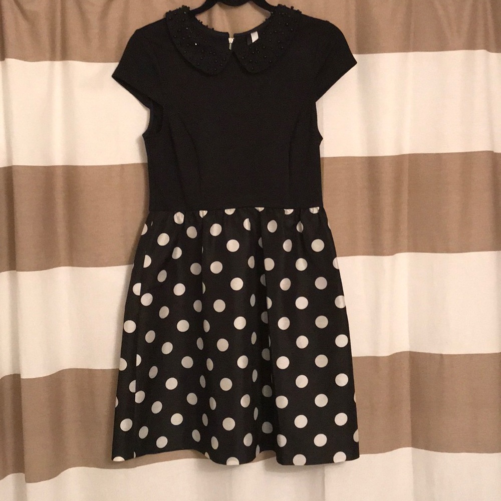 Kensie Black and White Polka Dot Cocktail Dress